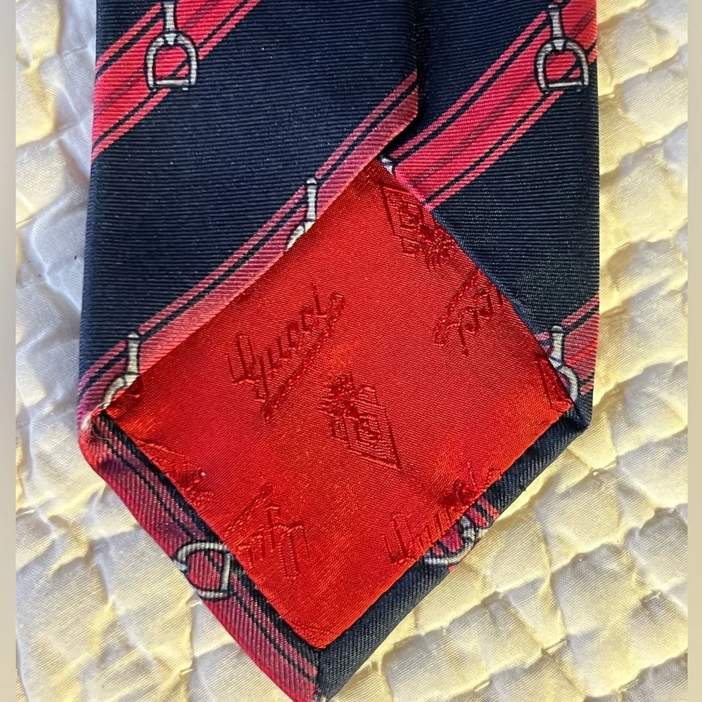 Vintagee Gucci silk tie with classic stirrup design - Picture 4 of 4